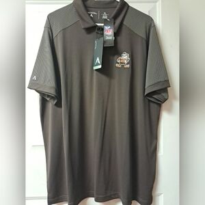 NWT. Antigua Clevland Browns Mens XL Pullover Polo Shirt. Brownie Elf Logo.